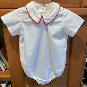 BEAUFORT BONNET COMPANY -  NWT White Bubble with Red Piping - 18-24 months